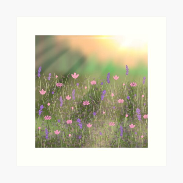 Item preview, Wildflower meadow at sunset designed and sold by Famjoillustrate.