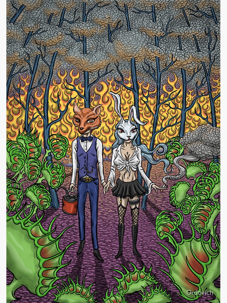 Thumbnail 3 of 3, Sticker, Burning Forest designed and sold by Ordovich.