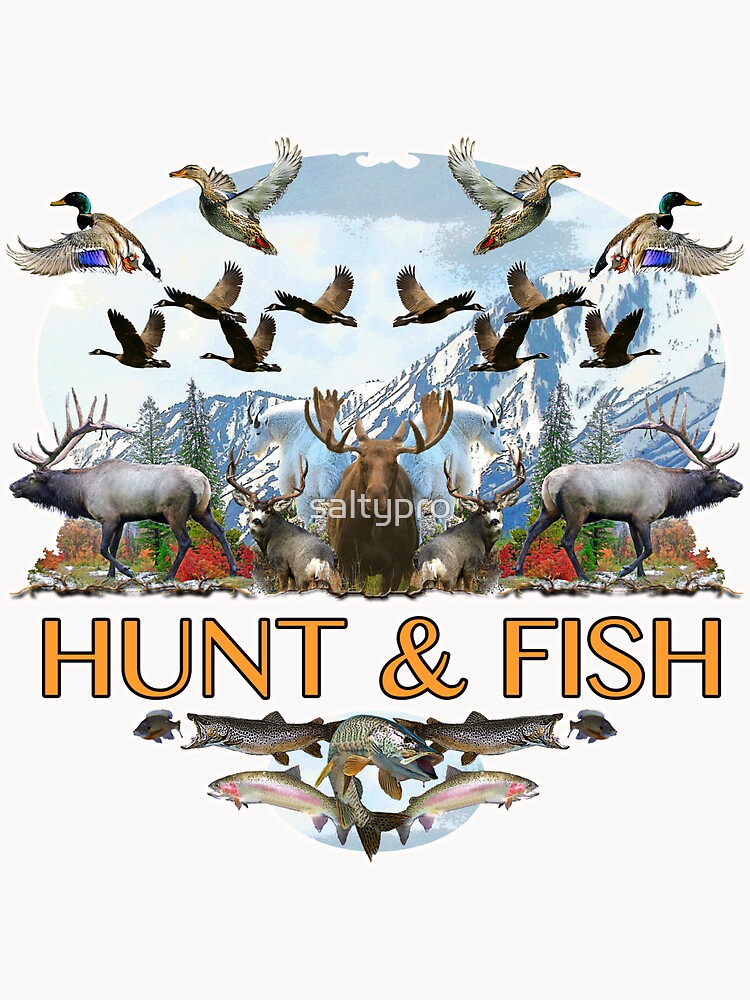 "Hunt and fish" Sticker by saltypro Redbubble