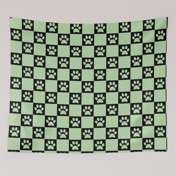 Item preview, Checkered pastel green and black dog paw print pattern  | Cute Gifts for dog mom, dog dad, dog lover and dog owner  designed and sold by Violet Treasures.