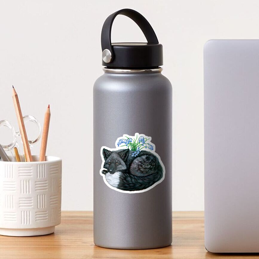 Silver Fox with Bluebells Sticker
