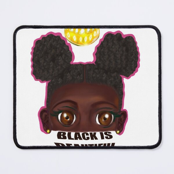 Item preview, Black is beautiful black girl with Afro hair in puffs, brown eyes and dark brown skin side profile. Hair love ! designed and sold by Artonmytee.