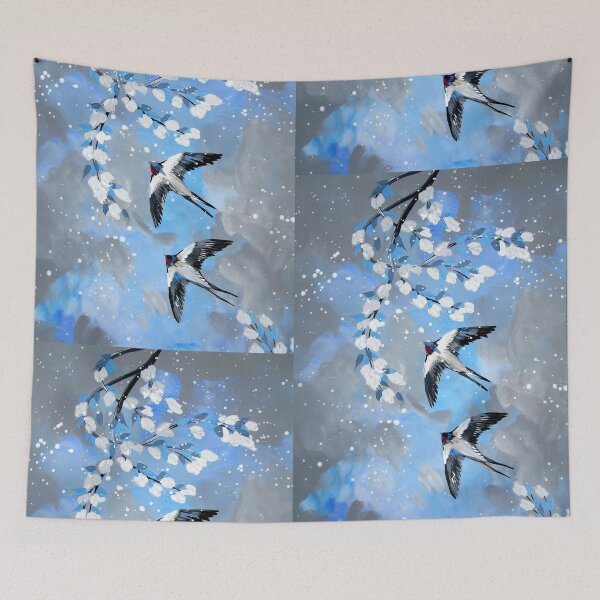 Item preview, Swallows on Blue and Gray designed and sold by CateJacobs.