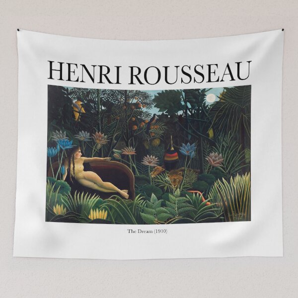 Item preview, HENRI ROUSSEAU - Jungle Landscape with Naked Woman, Black Man, Lions, Flowers and Tropical Trees designed and sold by FrostMintStudio.