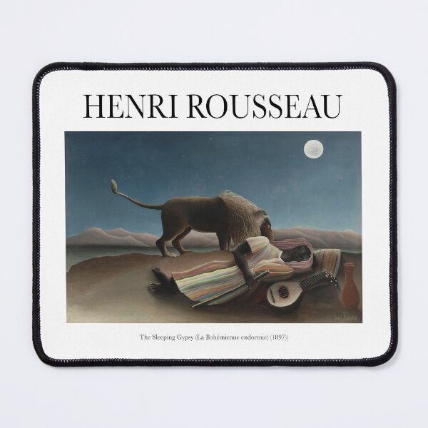 Item preview, HENRI ROSSEAU - The sleeping gypsy - Night dessert landscape lion and black man designed and sold by FrostMintStudio.
