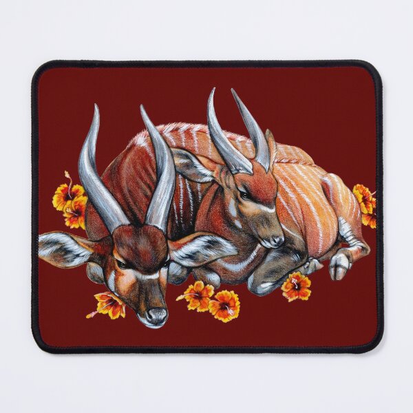 Bongo Antelope with Hibiscus Mouse Pad
