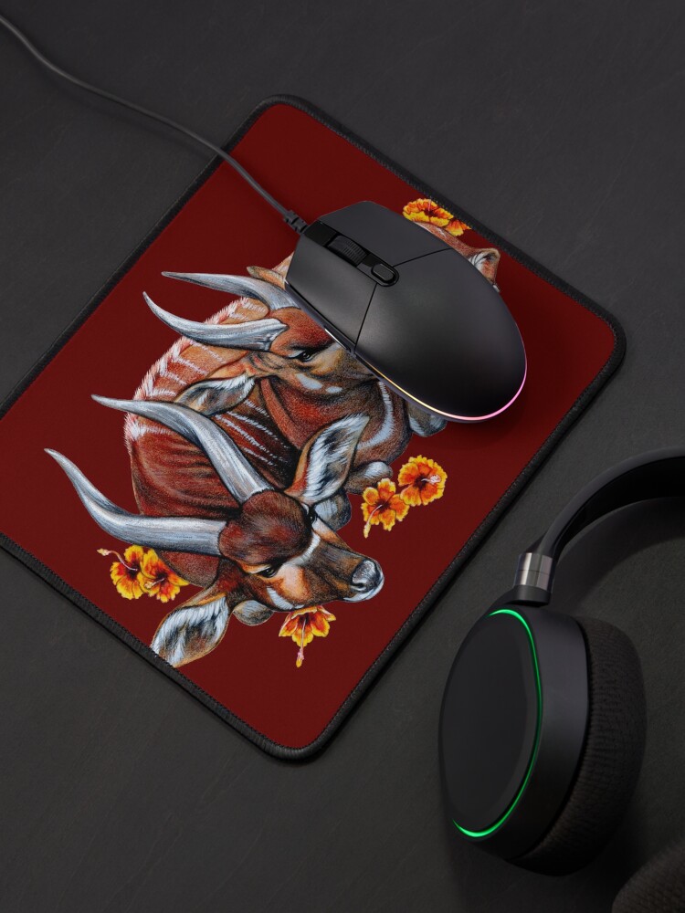 Alternate view of Bongo Antelope with Hibiscus Mouse Pad