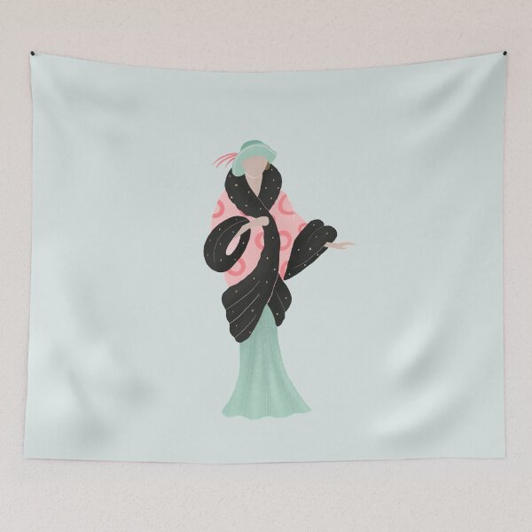 Item preview, Art deco lady in a fur coat designed and sold by Home Cyn Home.