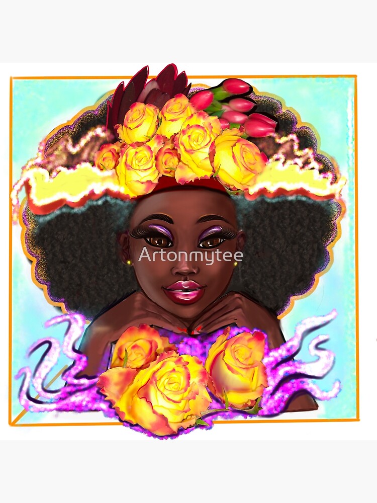 black anime girl cheerleader #002 with Afro hair in puffs, dimples, brown  eyes and dark brown skin side profile. Hair love ! Art Board Print for  Sale by Artonmytee