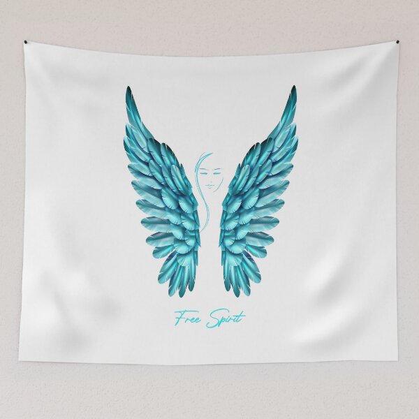 Item preview, Angel with big blue angel wings - free spirit designed and sold by MartinEngel.