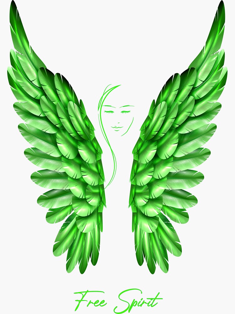 Your guardian angel with big green angel wings Sticker by