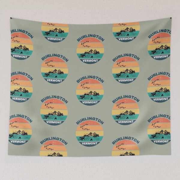 Item preview, Burlington Vermont Retro Vintage Sunset Graphic Design designed and sold by adriana-holmes.