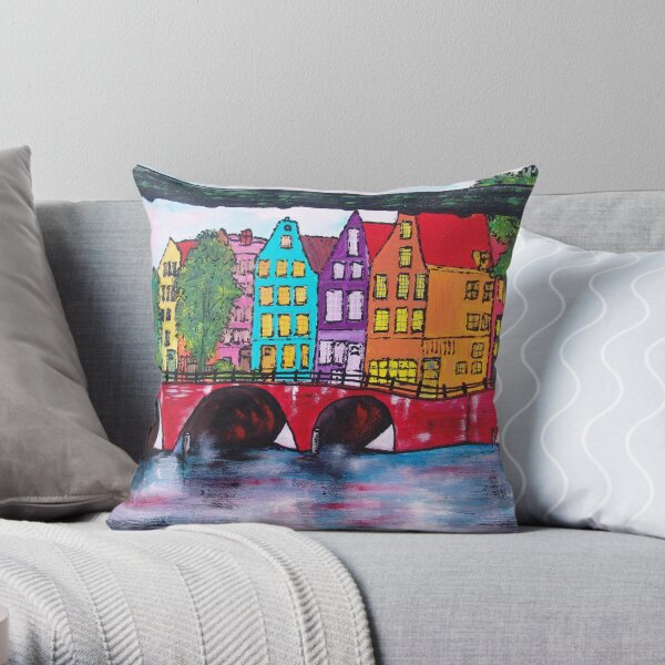 Amsterdam seen of the bridge Throw Pillow
