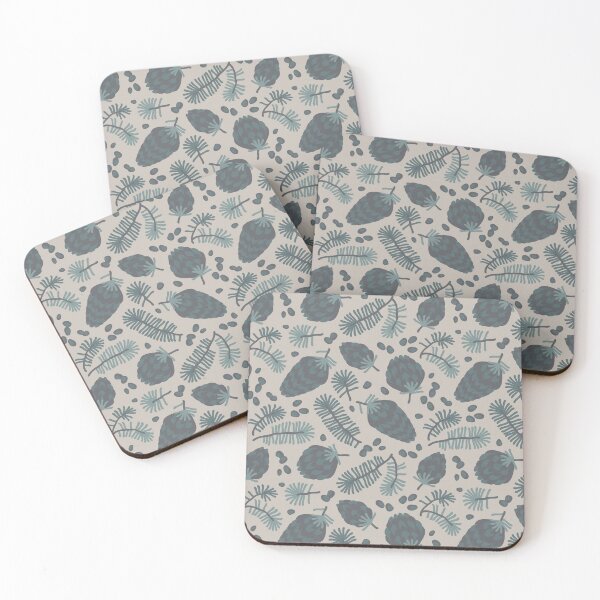 Item preview, Pattern of coniferous twigs, nuts and cones designed and sold by lents.