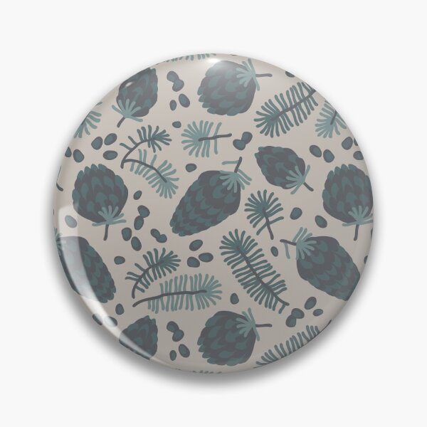 Item preview, Pattern of coniferous twigs, nuts and cones designed and sold by lents.