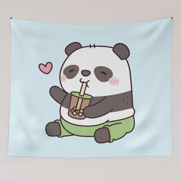 Item preview, Cute Chubby Panda Loves Bubble Tea designed and sold by rustydoodle.