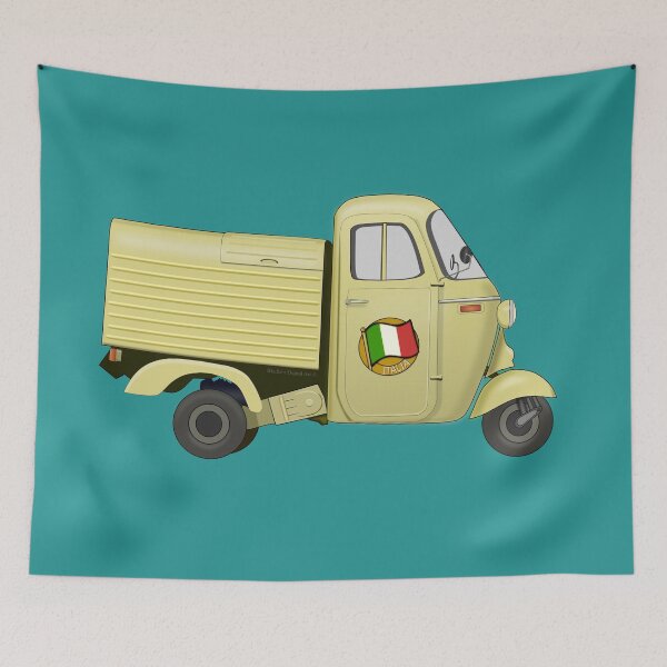 Item preview, Vintage Yellow Italian Motorized Rikshaw with Italian Flag Sticker on the Door designed and sold by ibadishi.