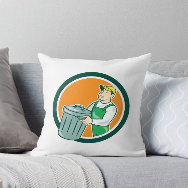 Item preview, Garbage Collector Carrying Bin Circle Cartoon designed and sold by patrimonio.