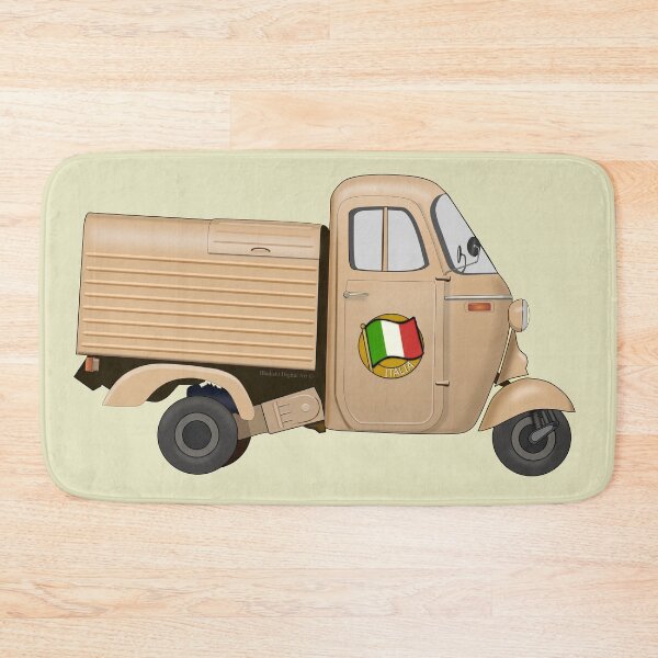 Item preview, Vintage Orange Beige Italian Motorized Rikshaw with Italian Flag Sticker on the Door designed and sold by ibadishi.