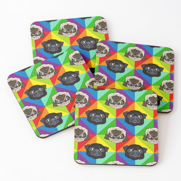 Item preview, Rainbow Geometric Pug pattern / print- multi-directional version designed and sold by FivePugs.