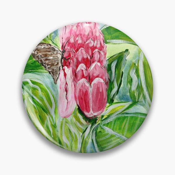 Item preview, Tropical Flower with Butterfly Artwork designed and sold by samantharedfern.