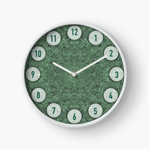 Green and Black Abstract Dancing Men Stick Figure Pattern Clock