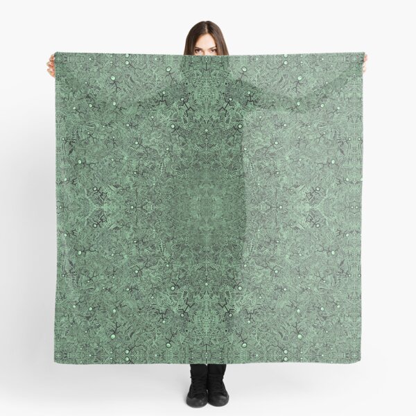 Green and Black Abstract Dancing Men Stick Figure Pattern Scarf