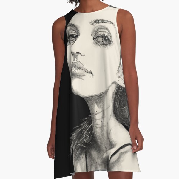 Arina in Black and White A-Line Dress