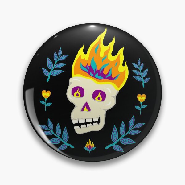 Item preview, Burning skull with twigs and flowers in fantasy style designed and sold by catsandstars.
