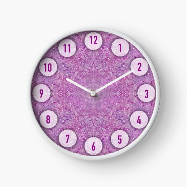 Fuchsia and Magenta Abstract Dancing Men Stick Figure Pattern Clock