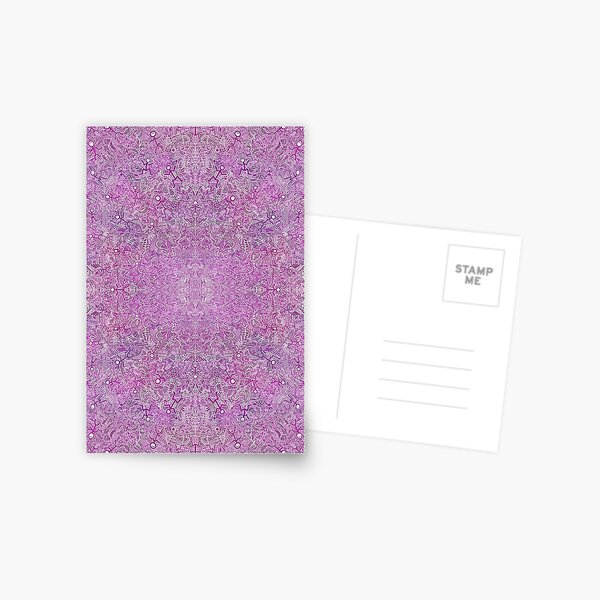 Fuchsia and Magenta Abstract Dancing Men Stick Figure Pattern Postcard