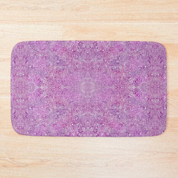 Fuchsia and Magenta Abstract Dancing Men Stick Figure Pattern Bath Mat