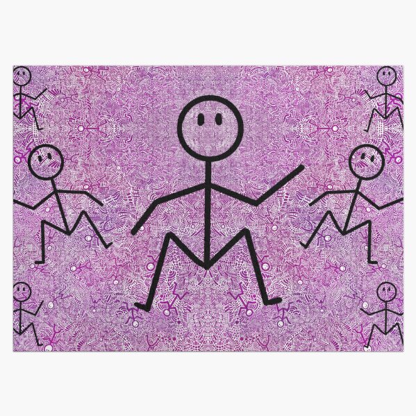 Fuchsia and Magenta Abstract Dancing Men Stick Figure Pattern Jigsaw Puzzle