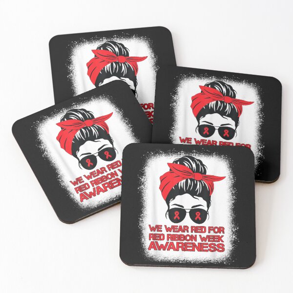 Item preview, We Wear Red For Red Ribbon Week Awareness Messy Bun Bleached designed and sold by GarnerPugh.