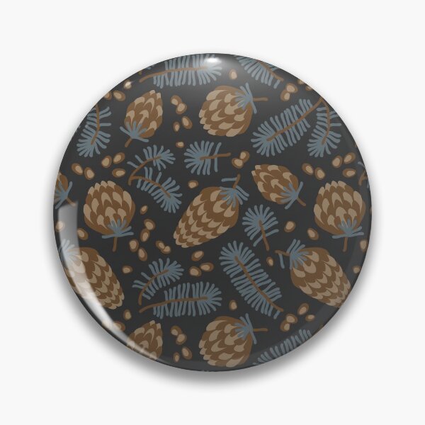 Item preview, Pattern of coniferous twigs, nuts and cones (dark) designed and sold by lents.