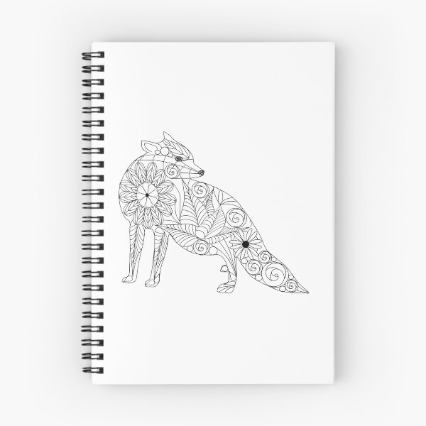 Item preview, Fuchs Grafik mit Blumenmuster in schwarz weiß designed and sold by web-werker.