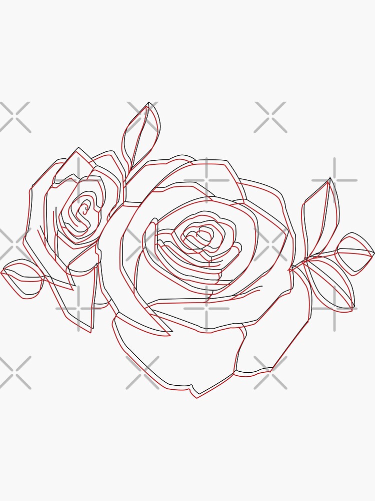 "3D rose outline" Sticker by savagedesigns Redbubble