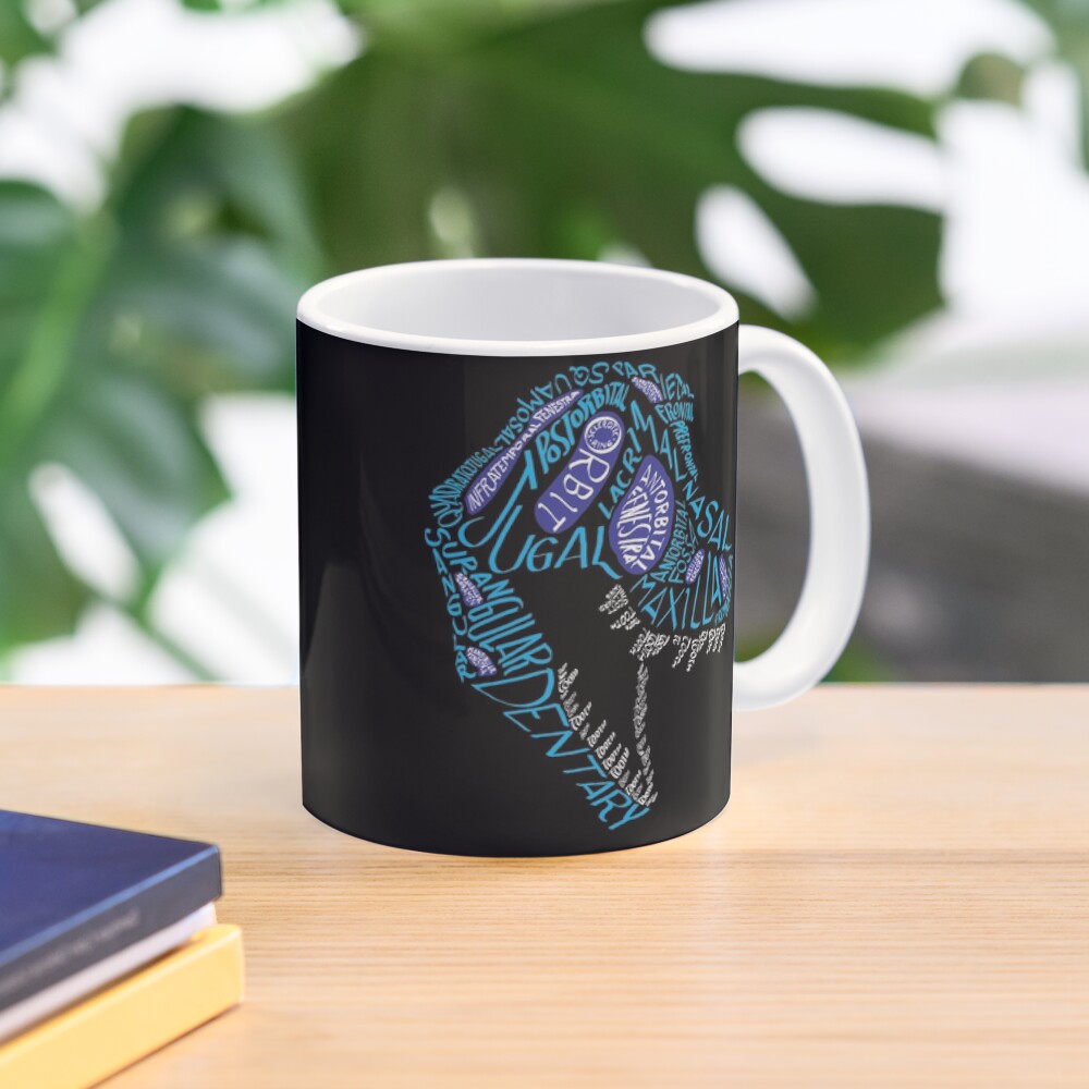 Color Calligram Tyrannosaur Skull Mug