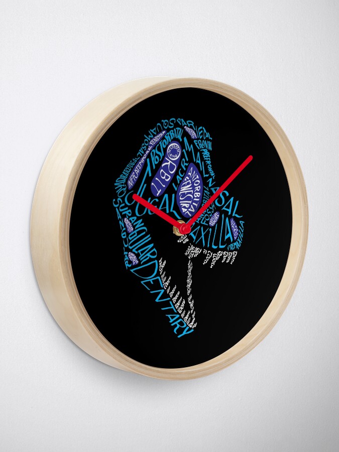 Alternate view of Color Calligram Tyrannosaur Skull Clock