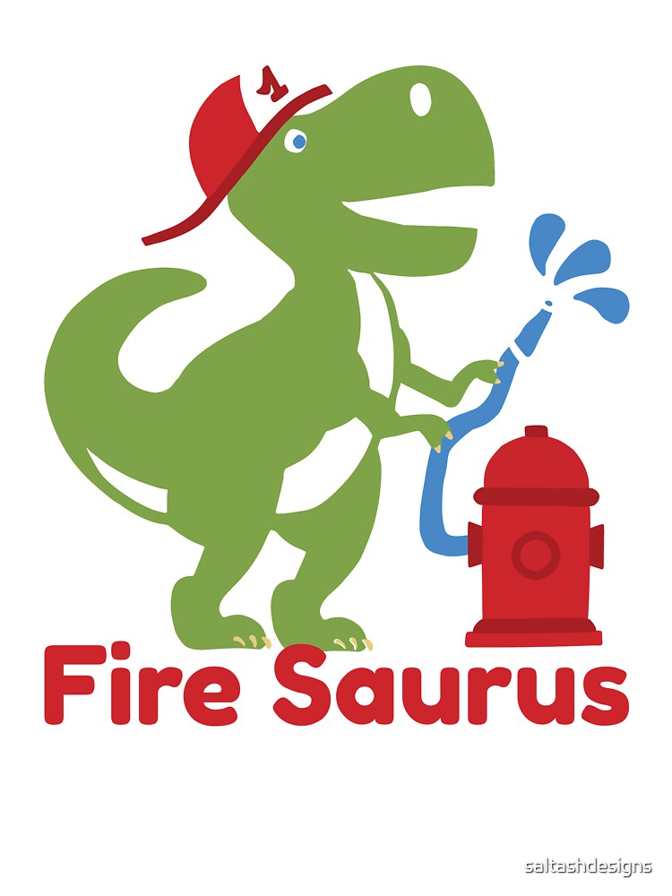Fire Saurus Dino Dinosaur Fire Fighter Cartoon