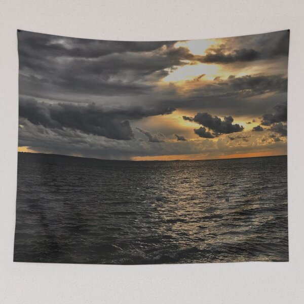 Item preview, Stormy cloudy evening by the sea designed and sold by HenrikGPhoto.