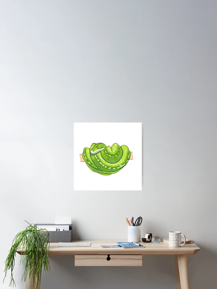 Thumbnail 2 of 3, Poster, Green Tree Python designed and sold by PinkBear Creations.