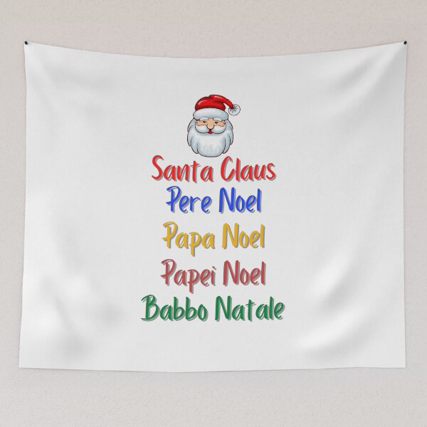 Item preview, Santa Claus European languages - Xmas Pere Noel design designed and sold by Partypumpkin.