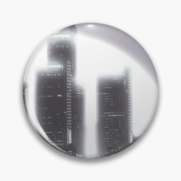 Item preview, Bright Retro Neon Moon Covering Skyscrapers - Grey designed and sold by NexusArts.