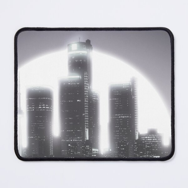Item preview, Bright Retro Neon Moon Covering Skyscrapers - Grey designed and sold by NexusArts.