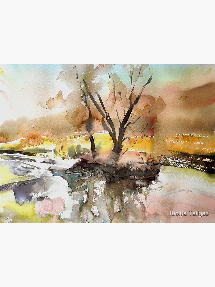 Tree watercolor postcards, original art