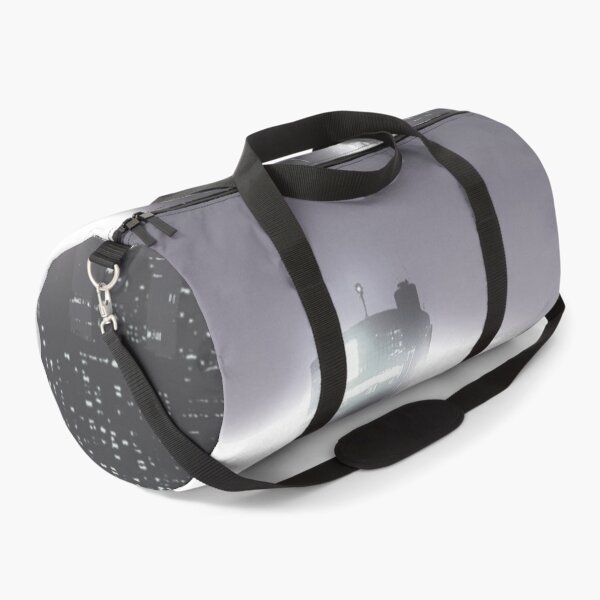 Item preview, Bright Retro Neon Moon Covering Skyscrapers - Grey designed and sold by NexusArts.