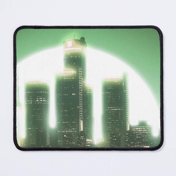 Item preview, Bright Retro Neon Moon Covering Skyscrapers - Green designed and sold by NexusArts.
