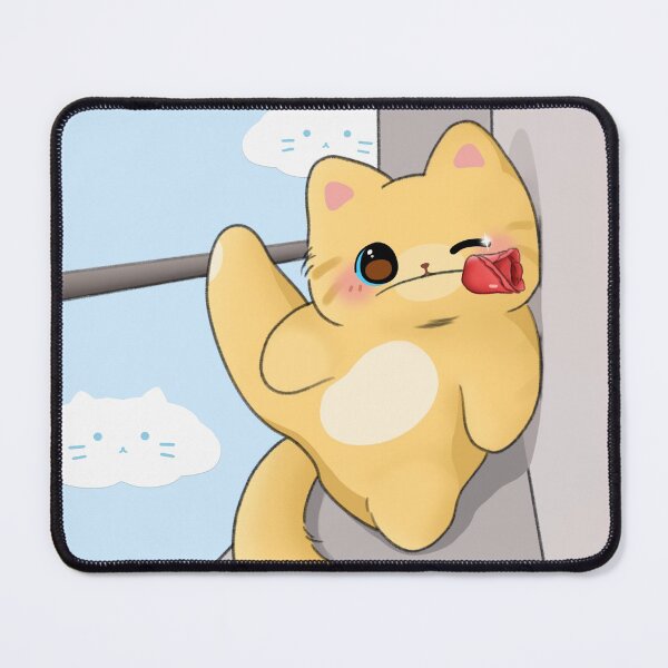 Item preview, Cute flirty cat with rose in mouth designed and sold by Moshicat.