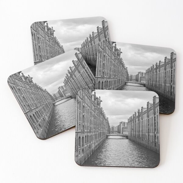 Item preview, Speicherstadt in Hamburg - travel photography - architecture in black and white designed and sold by MarionsArt.